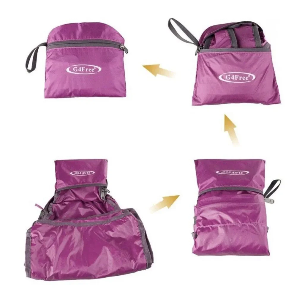 G4FREE Ultra Lightweight Foldable 20L Dark Pink Water Resistant Backpack (B× 4)